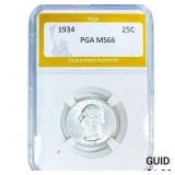 1934 Washington Silver Quarter PGA MS66