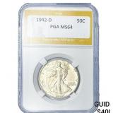 1942-D Walking Liberty Half Dollar PGA MS64