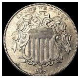 1867 Shield Nickel CHOICE AU