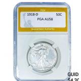 1918-D Walking Liberty Half Dollar PGA AU58