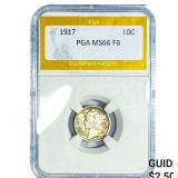 1917 Mercury Silver Dime PGA MS66 FB
