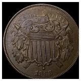 1868 Bronze Two-Cent Piece CHOICE AU