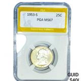 1953-S Washington Silver Quarter PGA MS67