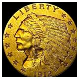 1912 Indian Head Gold $2.50 Quarter Eagle NEARLY U