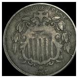 1867 Shield Nickel NEARLY UNCIRCULATED