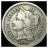 1870 Nickel Three-Cent Piece ABOUT UNCIRCULATED