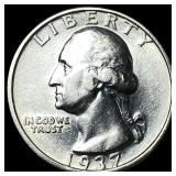 1937-S Silver Washington Quarter CHOICE AU