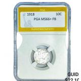1918 Mercury Silver Dime PGA MS66+ FB