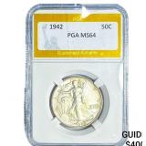 1942 Walking Liberty Half Dollar PGA MS64