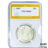 1947 Walking Liberty Half Dollar PGA MS66