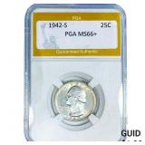 1942-S Washington Silver Quarter PGA MS66+