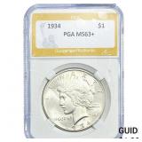 1934 Silver Peace Dollar PGA MS63+