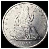 1860-O Silver Half Dollar CLOSELY UNCIRCULATED