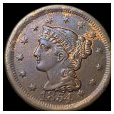 1854 Braided Hair Large Cent CLOSELY UNCIRCULATED