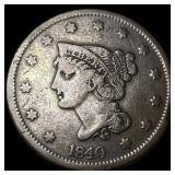 1840 Braided Hair Large Cent LIGHTLY CIRCULATED
