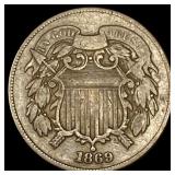 1869 Copper Two-Cent Piece NICELY CIRCULATED