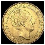 1925 Netherlands Gold 10 Gulden UNCIRCULATED
