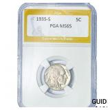 1935-S Buffalo Nickel PGA MS65