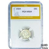 1924 Mercury Silver Dime PGA MS64
