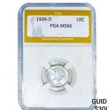 1939-D Mercury Silver Dime PGA MS66