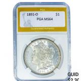 1891-O Morgan Silver Dollar PGA MS64