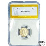 1865 Nickel Three Cent PGA MS63