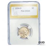1934-D Buffalo Nickel PGA MS64