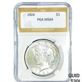 1924 Silver Peace Dollar PGA MS64