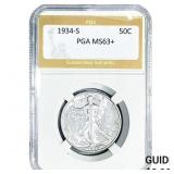 1934-S Walking Liberty Half Dollar PGA MS63+