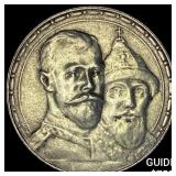 1913 Russia Nicholas II Silver 1 Rouble CHOICE AU