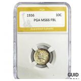 1936 Mercury Silver Dime PGA MS66 FBL