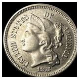 1872 Nickel Three-Cent Piece CLOSELY UNCIRCULATED
