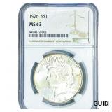 1926 Silver Peace Dollar NGC MS63
