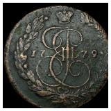 1779 Russia Catherine II Copper 5 Kopecks NEARLY U