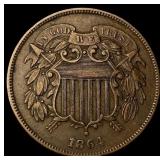 1864 Bronze Two-Cent Piece NEARLY UNCIRCULATED