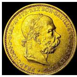 1897 Gold 20 Corona Austria CLOSELY UNCIRCULATED