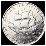 1936 Delaware Tercentenary Silver Half Dollar UNCI