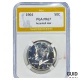 1964 Kennedy Half Dollar PGA PR67 Accented Hair