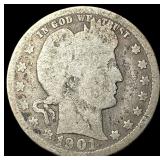 1901 Silver Barber Quarter NICELY CIRCULATED