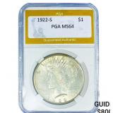 1922-S Silver Peace Dollar PGA MS64