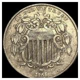 1865 Shield Nickel NEARLY UNCIRCULATED