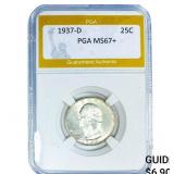 1937-D Washington Silver Quarter PGA MS67+
