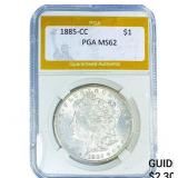 1885-CC Morgan Silver Dollar PGA MS62