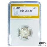 1928 Mercury Silver Dime PGA MS65 FB
