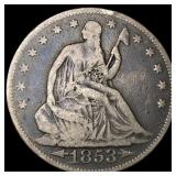 1853 Arrows Seated Liberty Half Dollar LIGHTLY CIR