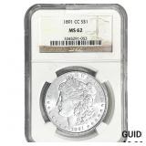 1891-CC Morgan Silver Dollar NGC MS62