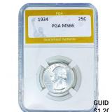 1934 Washington Silver Quarter PGA MS66