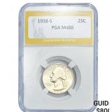1938-S Washington Silver Quarter PGA MS66