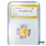 1954-S Wheat Cent PGA MS67+ RD