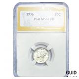 1936 Mercury Silver Dime PGA MS67 FB